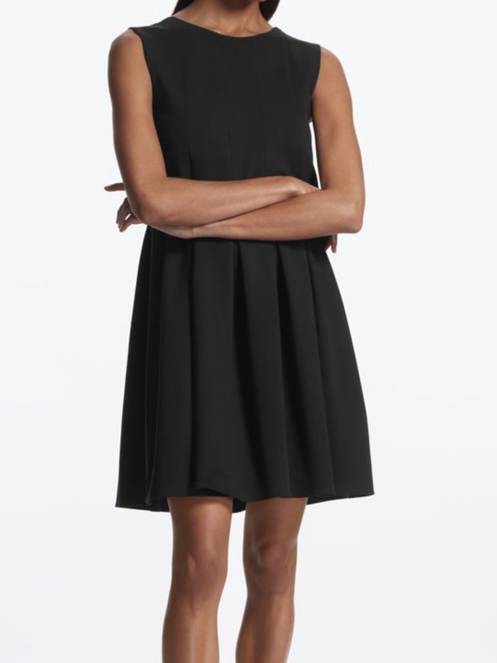 COS Black Sleeveless Pleated Mini Dress | Size XS